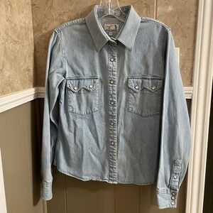 Panhandle Slim Denim Western Snap‎ Shirt Women's Size Medium